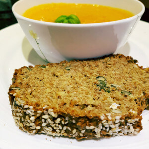 Carrot soup with granny's wheaten bread.