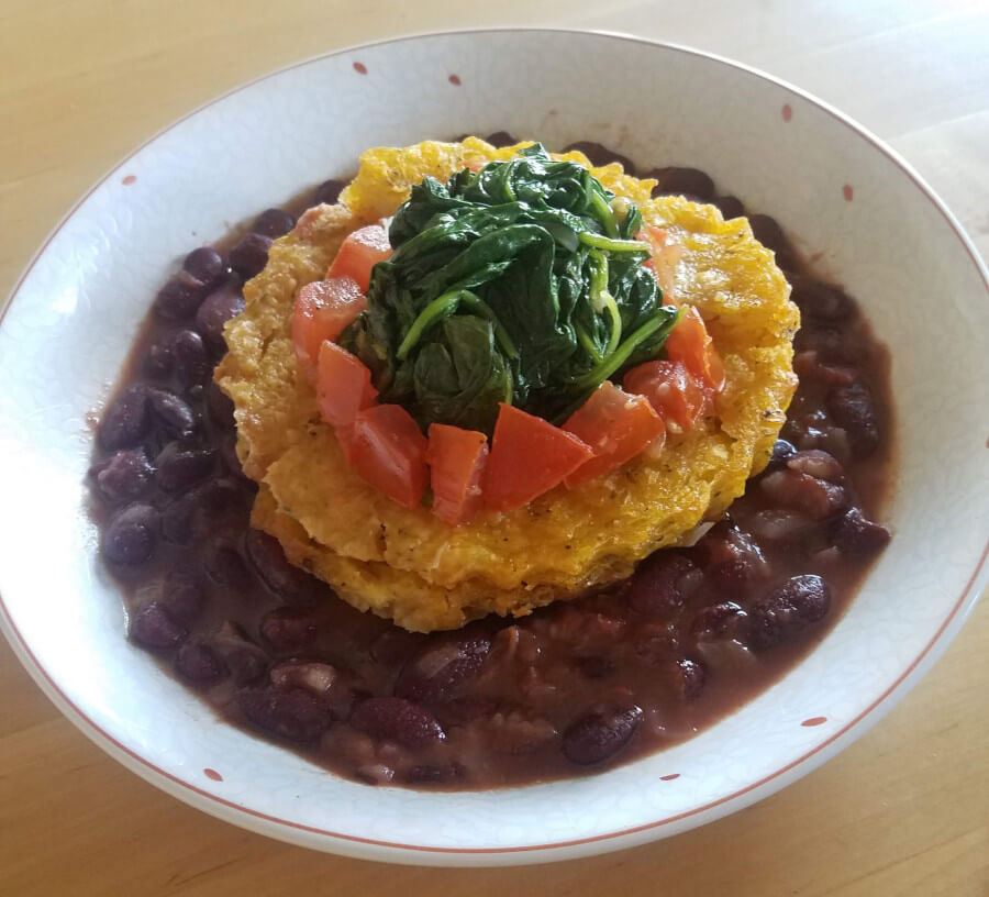 A taste of Malawi: red beans, maize and greens.